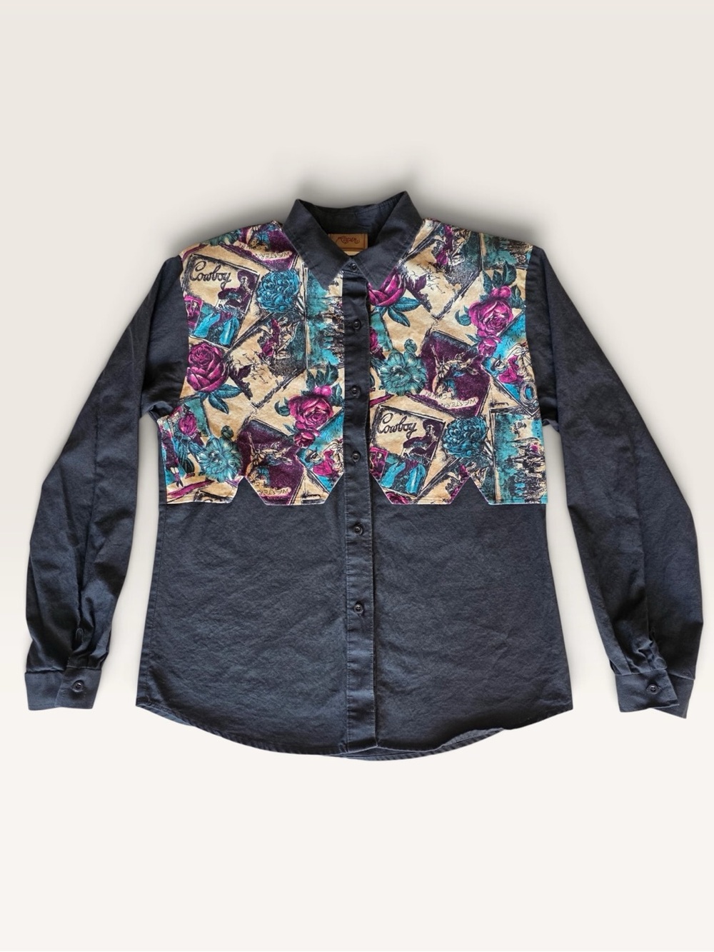 Vintage 90s Roper Western Cowboy Rose Shirt USA Medium